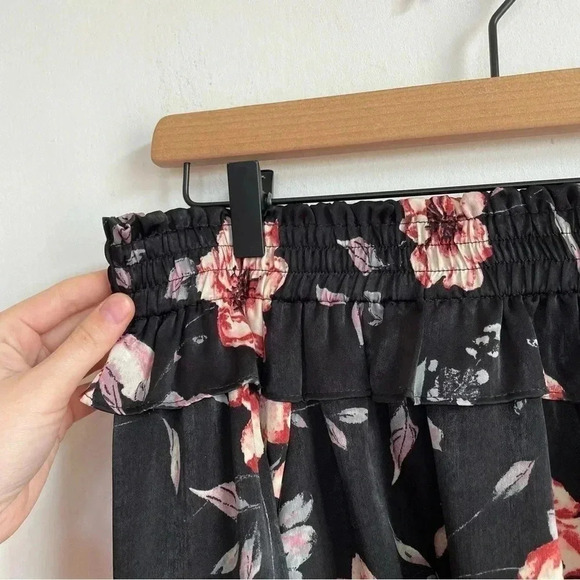 MISA Los Angeles Belva Blouse Off the Shoulder Black Velvet Bow Floral Satin - Picture 9 of 15